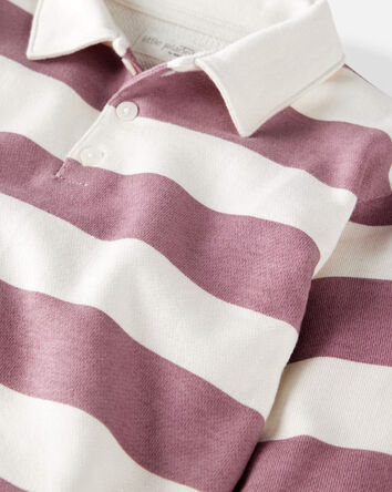 Toddler Boy Organic Cotton Henley Top in Stripes, 