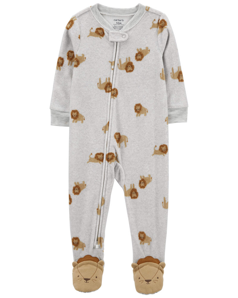 Baby 1-Piece Lion Fleece Footie Pajamas, image 1 of 6 slides