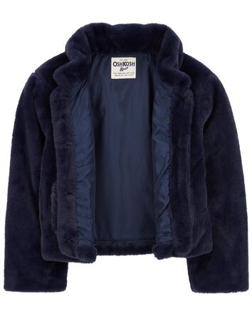 Kid Faux Fur Button-Front Jacket, 