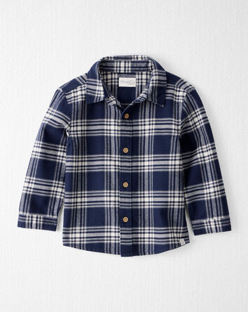 Toddler Organic Cotton Button-Front Flannel Shirt, 