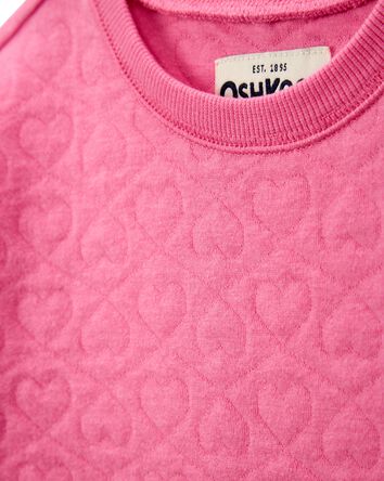 Toddler Quilted Heart Cotton Blend Pullover - Pink, 