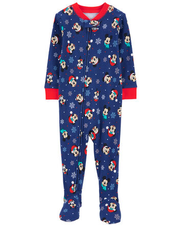 Baby 1-Piece Christmas Mickey 100%  Cotton Footie Pajamas, 