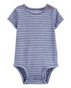 Striped Short-Sleeve Bodysuit, image 1 of 3 slides