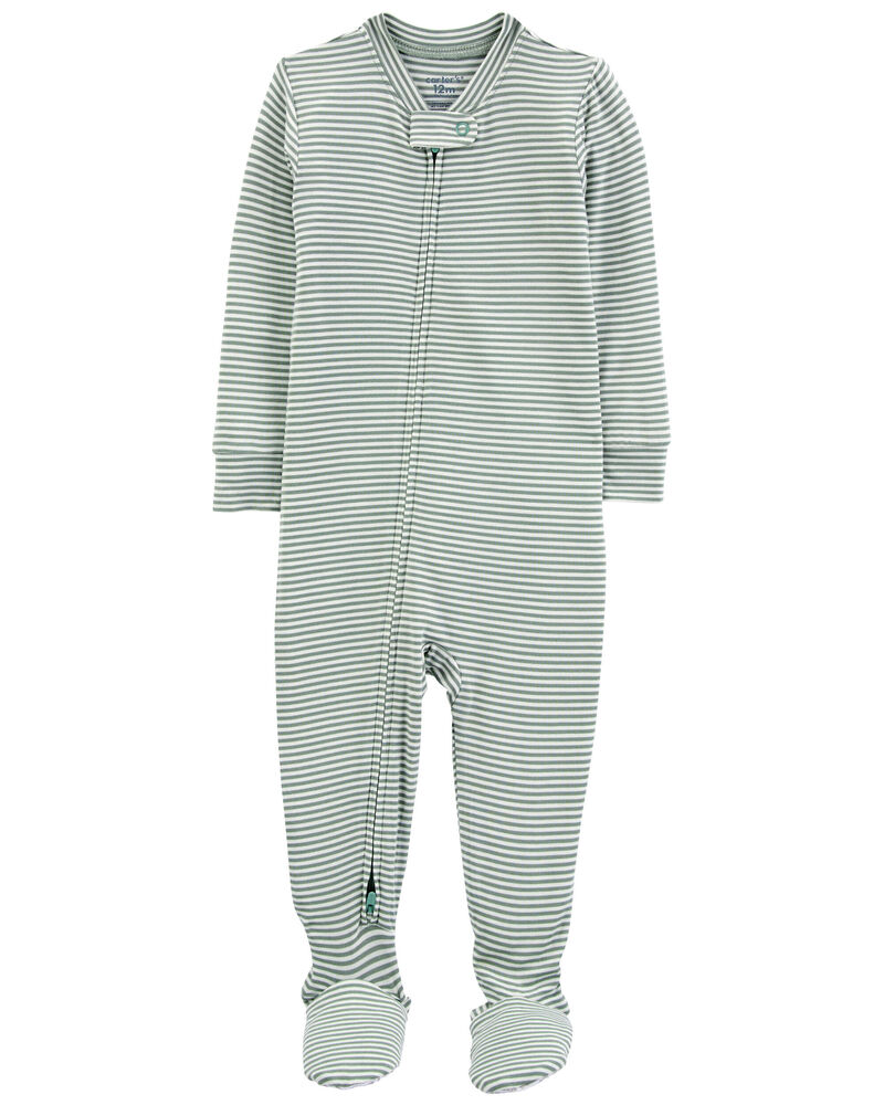 Baby Striped 1-Piece PurelySoft Footie Pajamas, image 1 of 5 slides