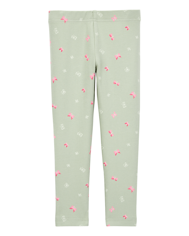 Baby Girl Floral Stretch Leggings - Green, image 2 of 5 slides