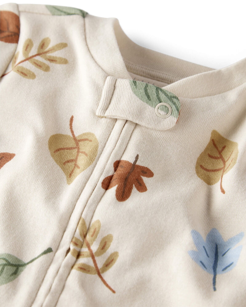 Baby Organic Cotton Sleep & Play Pajamas in Autumn Leaves Print, image 2 of 5 slides