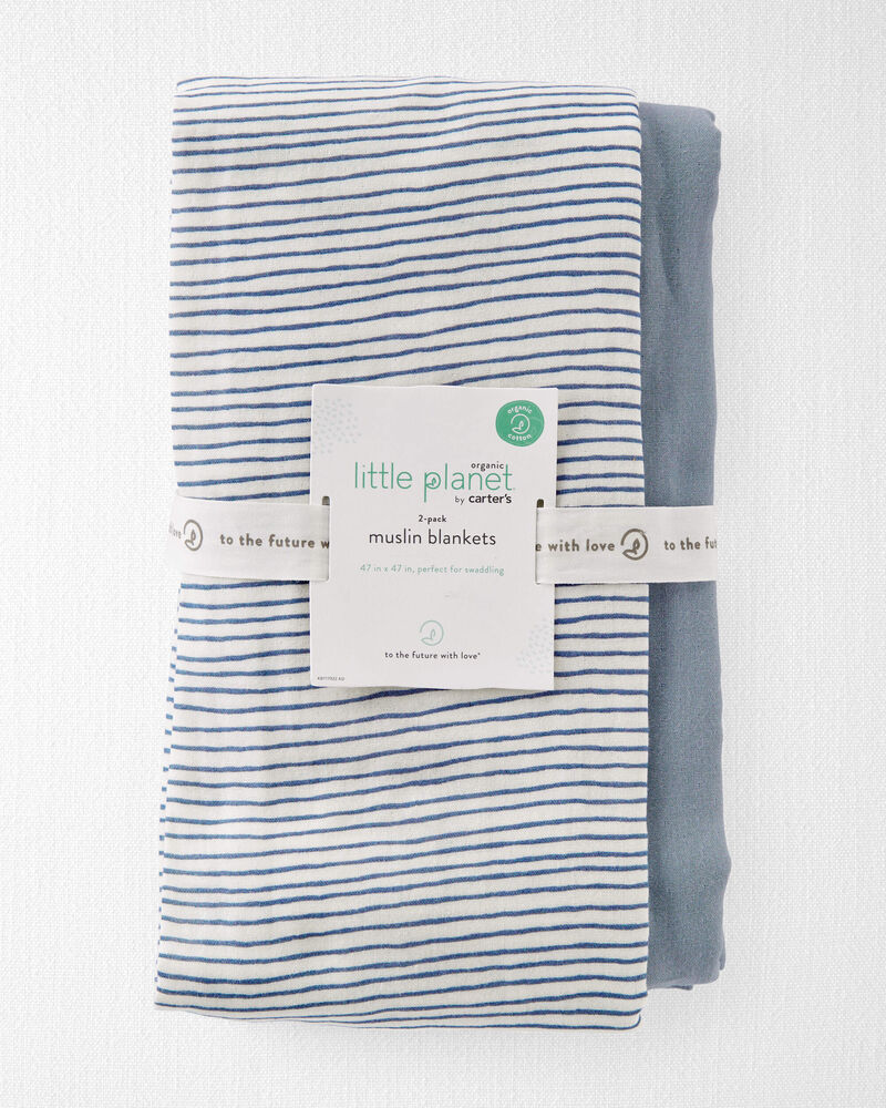 Baby 2-Pack Organic Cotton Muslin Swaddle Blankets, image 3 of 4 slides