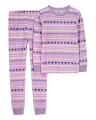 Kid 2-Piece Fair Isle Fuzzy Velboa Pajamas, image 1 of 3 slides