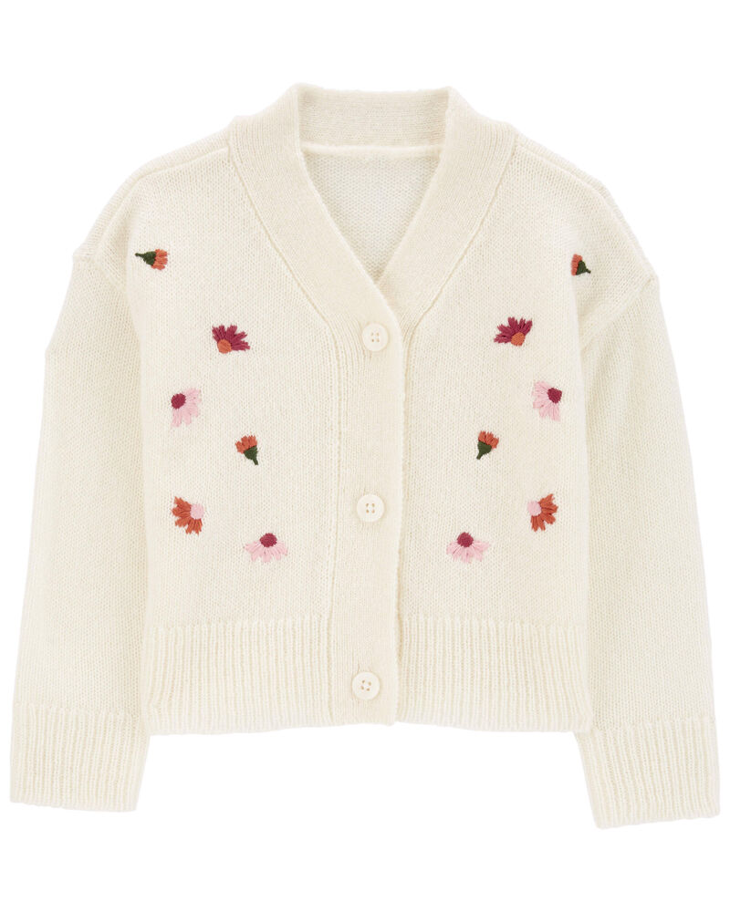 Toddler Floral Sweater Knit Cardigan, image 1 of 3 slides