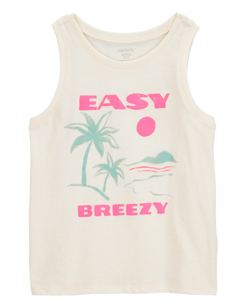 Kid Palm Tree Vintage Muscle Tank - White, 