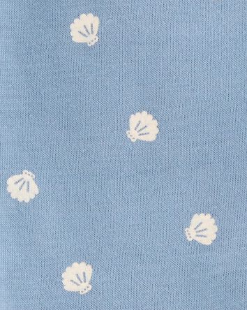 Baby Girl Shell Cotton Romper - Blue, 