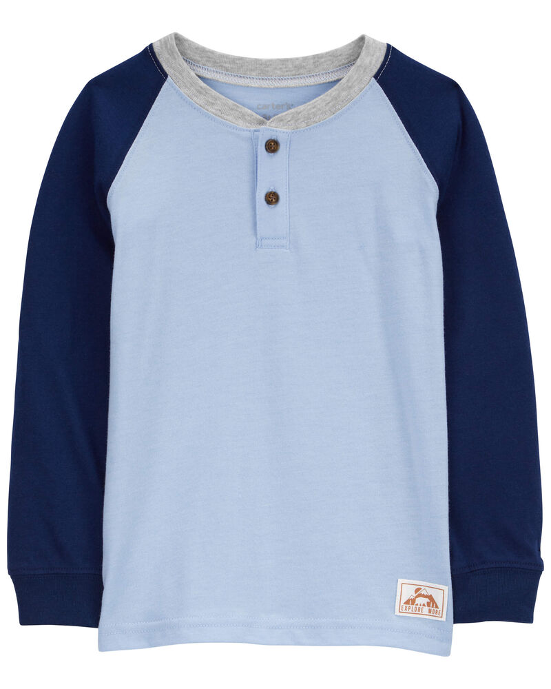 Toddler Raglan-Sleeve Henley Tee, image 1 of 3 slides