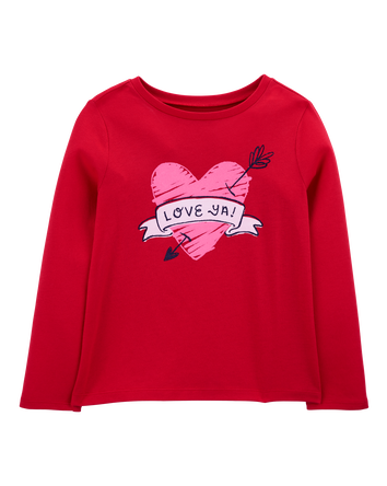 Girls Love Ya Valentine's Day Cotton Blend Graphic Tee, 