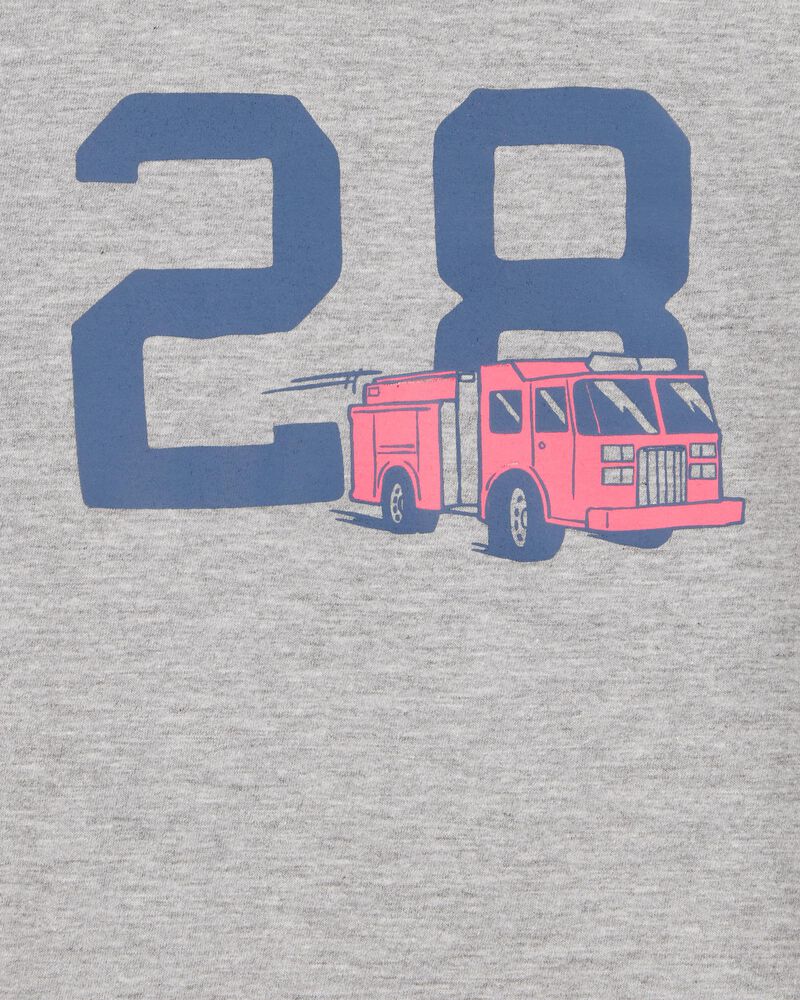 Toddler Firetruck Short-Sleeve Graphic Tee - Grey, image 2 of 3 slides