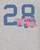 Toddler Firetruck Short-Sleeve Graphic Tee - Grey, image 2 of 3 slides