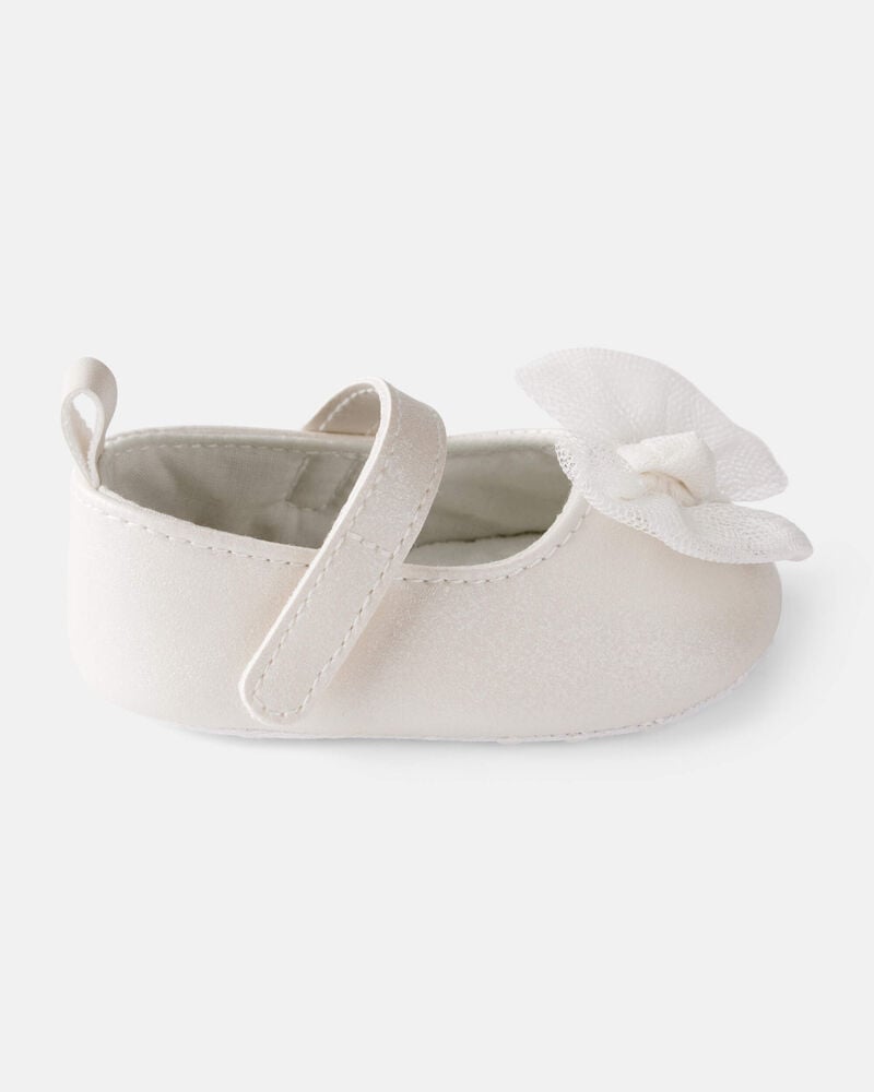 Baby Girl Tulle Bow Dress Shoes - White, image 2 of 6 slides