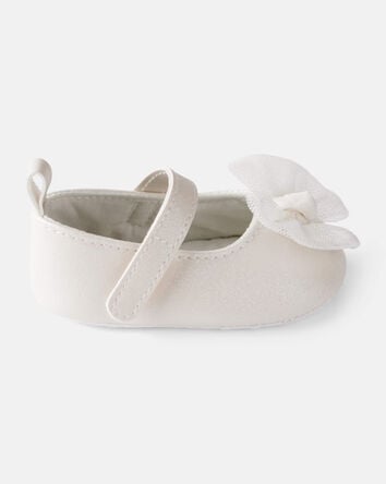 Baby Girl Tulle Bow Dress Shoes - White, 
