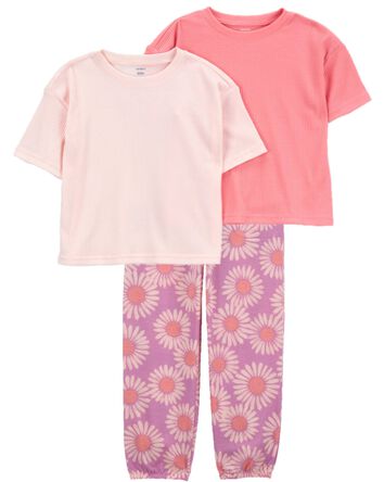 Kid 3-Piece Cropped Pajama Tees & Pant Set, 