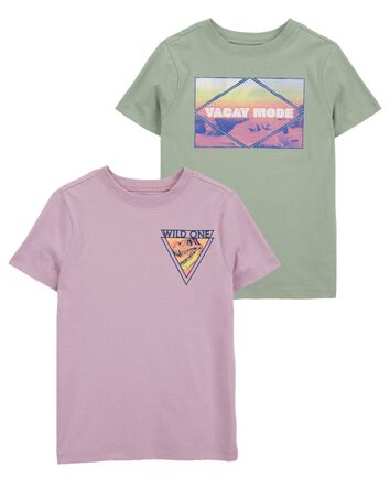 Kid 2-Pack Vacay Mode & Dino Graphic Tees, 