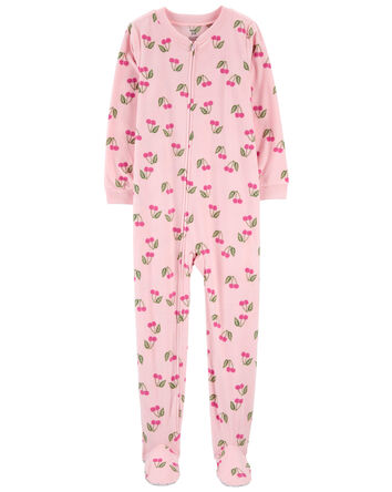 Kid 1-Piece Cherry Fleece Footie Pajamas, 