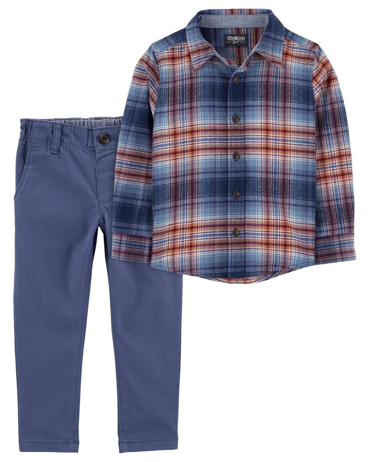 Multi Toddler 2-Piece Flannel Button-Front Shirt & Chino Pants Set ...