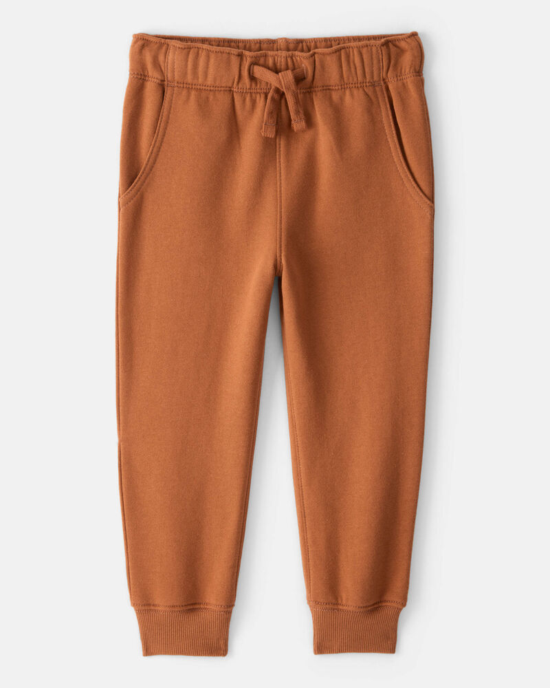 Toddler Boy Solid Fleece Cotton Jogger - Brown, image 1 of 4 slides