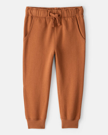 Toddler Boy Solid Fleece Cotton Jogger - Brown, 