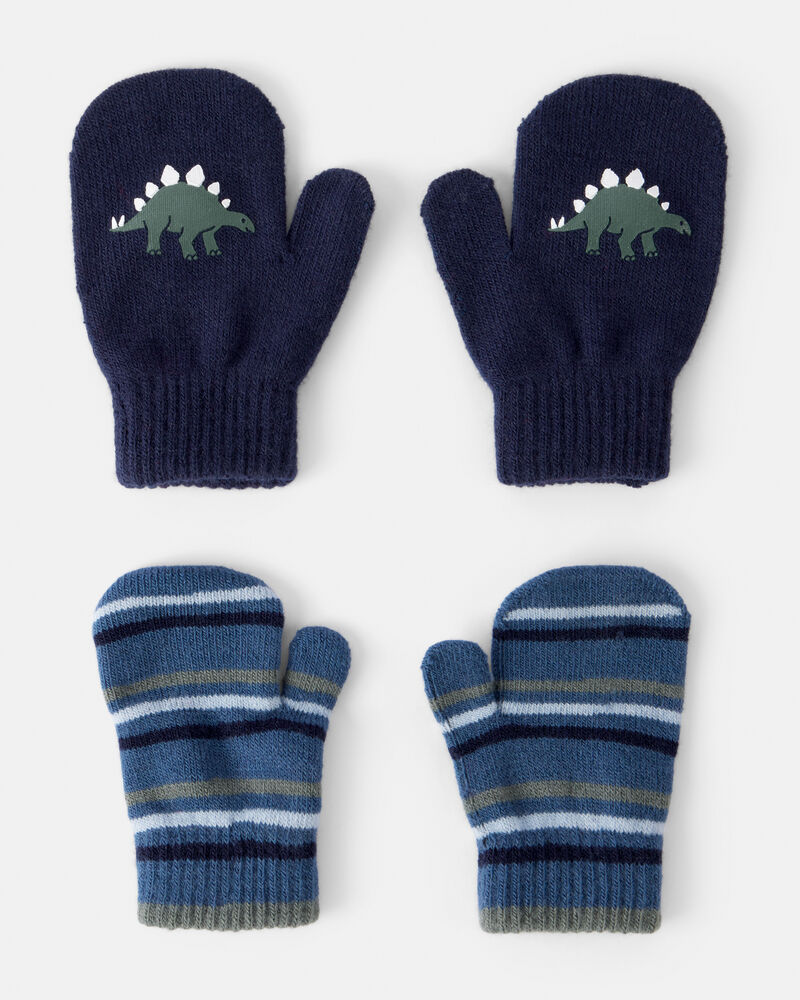 Toddler Boy 2-Pack Dinosaur Mittens - Blue, image 1 of 2 slides