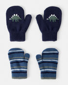 Toddler Boy 2-Pack Dinosaur Mittens - Blue, image 1 of 2 slides