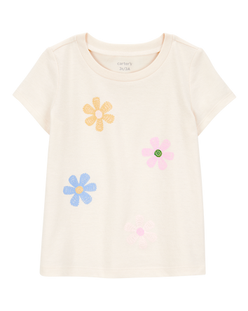 Toddler Girl Flower Short-Sleeve Graphic Tee - Cream, 