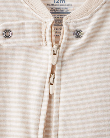 Toddler Boy Rhino 100% Cotton Long-Sleeve 2-Way Zip 1-Piece Pajamas - Ivory, 