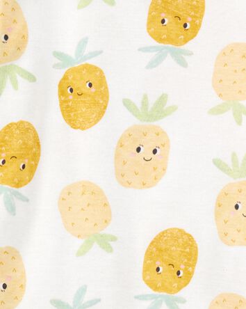 Toddler 4-Piece Pineapple & Fish Print 100% Snug Fit Cotton Pajamas - Pink/Yellow, 
