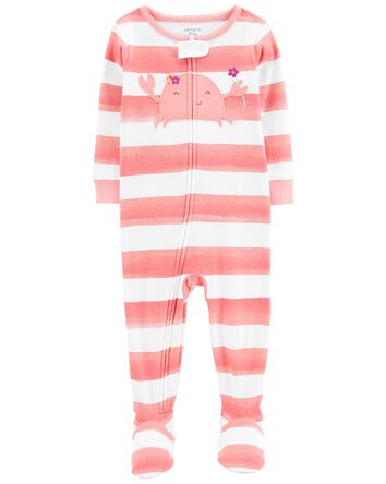 Baby 1-Piece Crab 100% Snug Fit Cotton Footie Pajamas, 