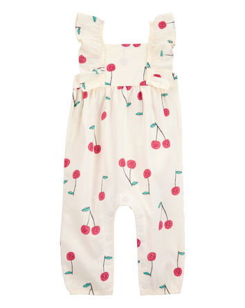 Baby Cherry Flutter Sleeves Jumpsuit-Ivory, 