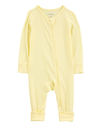Baby Solid 2-Way Zip PurelySoft Convertible Foot Sleep & Play Pajamas - Yellow, 