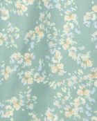 Toddler Floral Short-Sleeve Jumpsuit - Green, image 2 of 3 slides