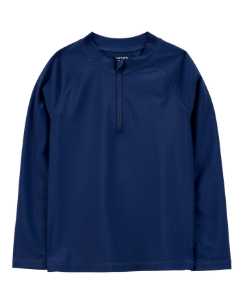 Boys Long Sleeve Half-Zip Rashguard - Navy, 
