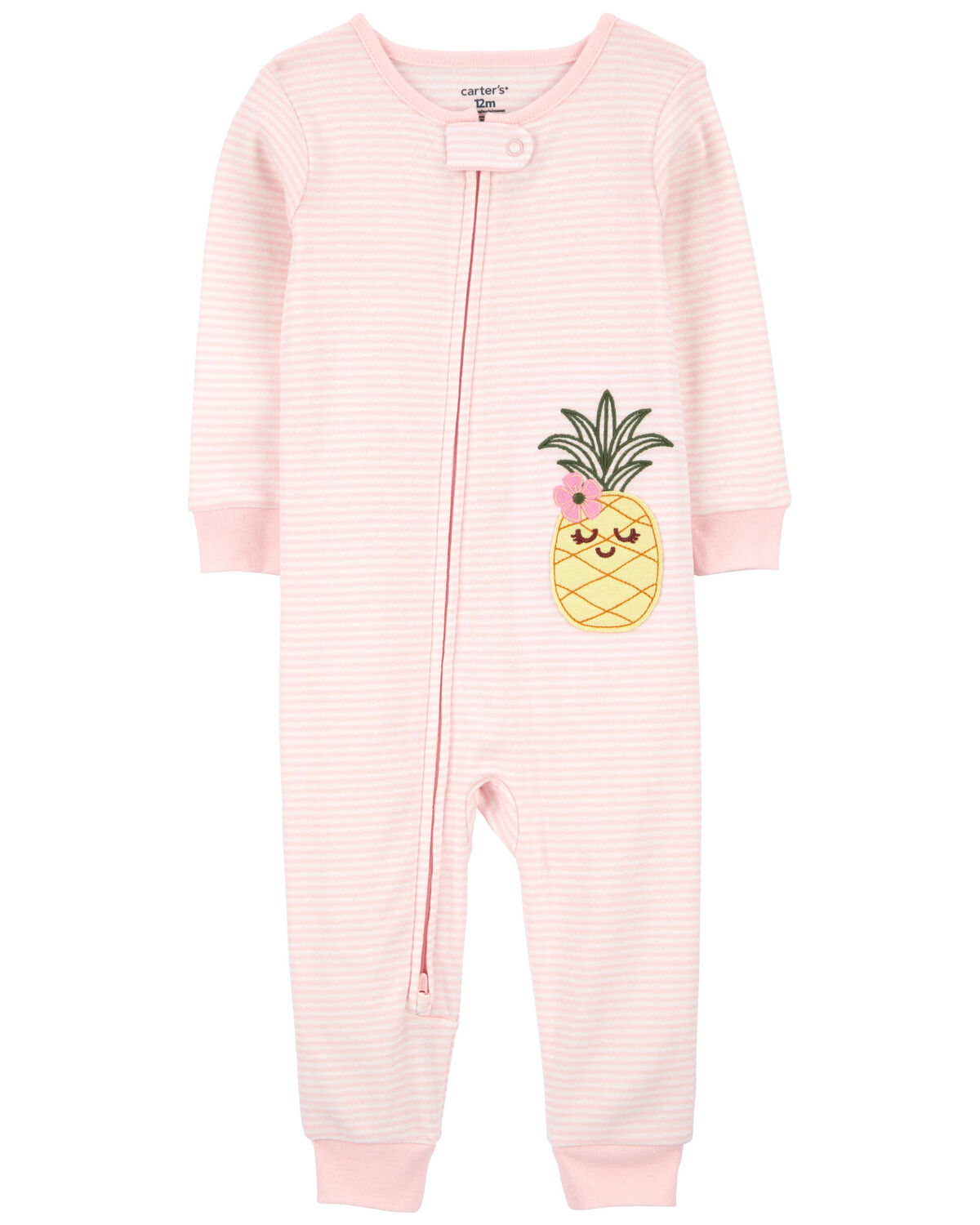Pink Baby 1Piece Pineapple 100 Snug Fit Cotton Footless Pajamas