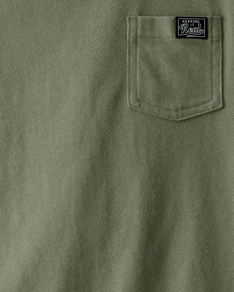 Kid "Keeping It Real" Relaxed Pocket Tee - Green, image 2 of 3 slides