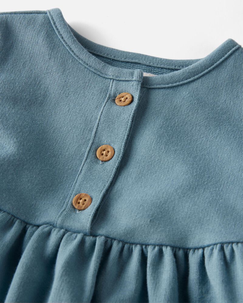Baby Organic Cotton Pocket Dress in Blue, image 5 of 6 slides