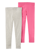 Toddler 2-Pack Pink & Grey Cotton Stretch Leggings, image 1 of 3 slides