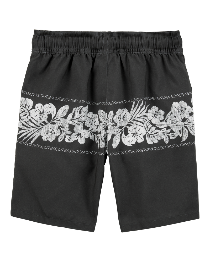 Kid Tropical Swim Trunks-Black, image 2 of 4 slides
