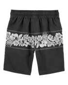 Kid Tropical Swim Trunks-Black, image 2 of 4 slides