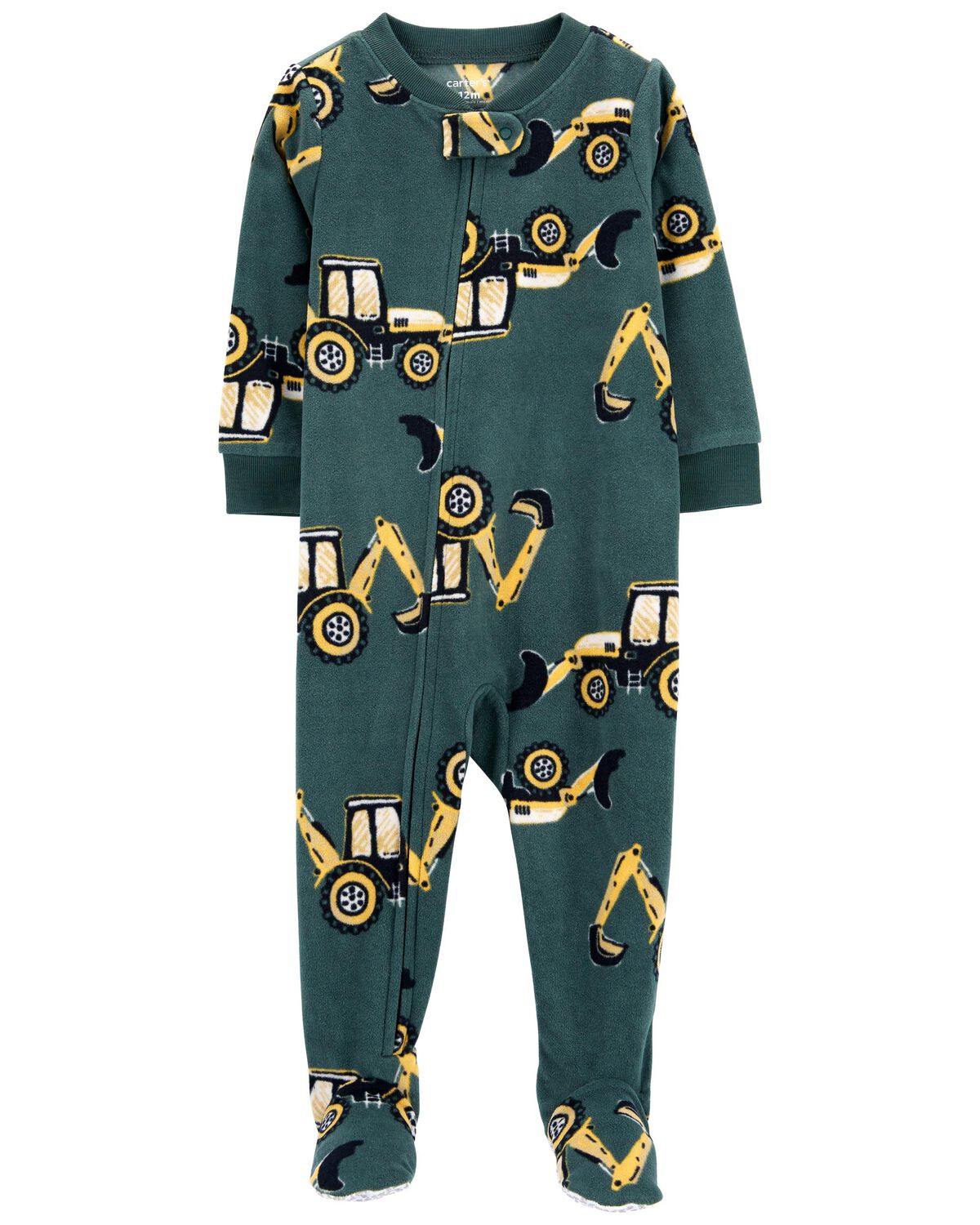Green Baby 1Piece Construction Fleece Footie Pajamas