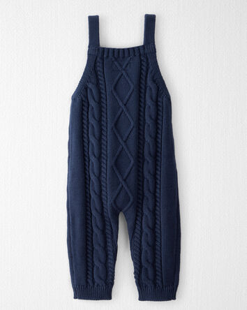 Baby Organic Cotton Cable Knit Overalls, 