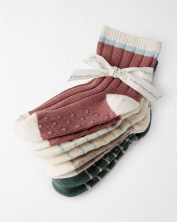 Toddler Girl 4-Pack No-Slip Socks Made with Organic Cotton, 
