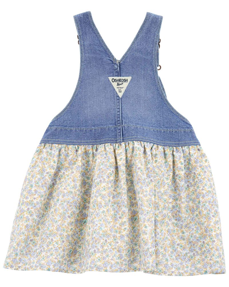 Baby Floral Print Denim Jumper Dress, image 2 of 5 slides