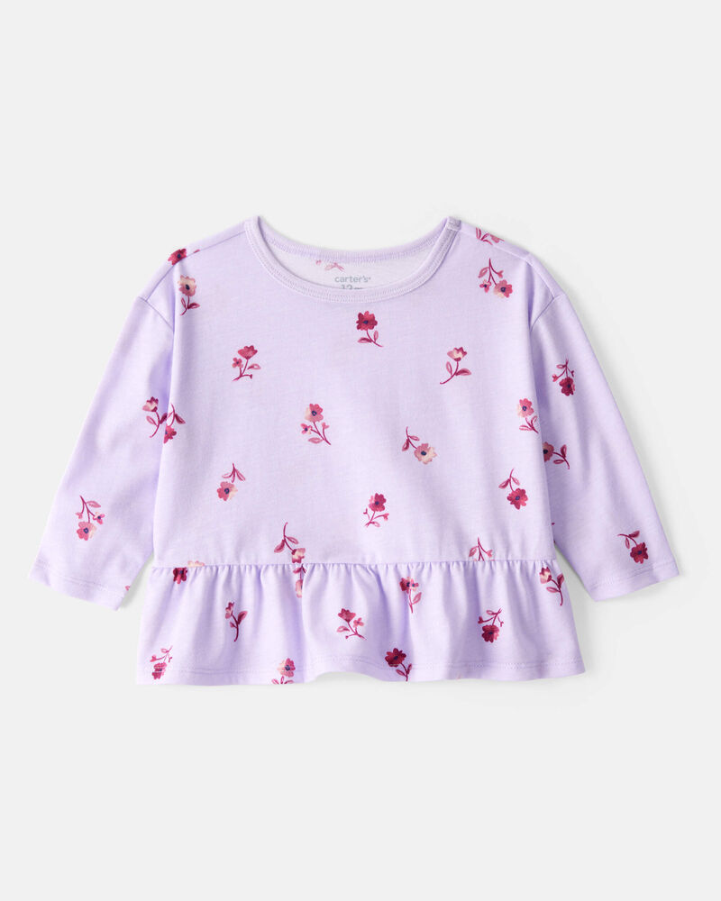 Baby Girl Floral Long-Sleeve Top - Purple, image 1 of 3 slides