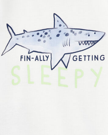 Toddler Boy Shark Print Loose Fit 2-Piece Pajamas - Blue, 