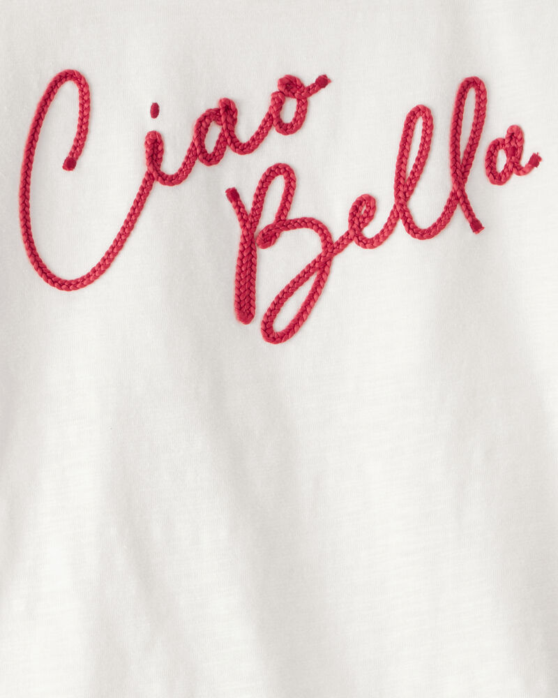 Girls Ciao Bella Short-Sleeve Graphic Tee - White, image 2 of 3 slides